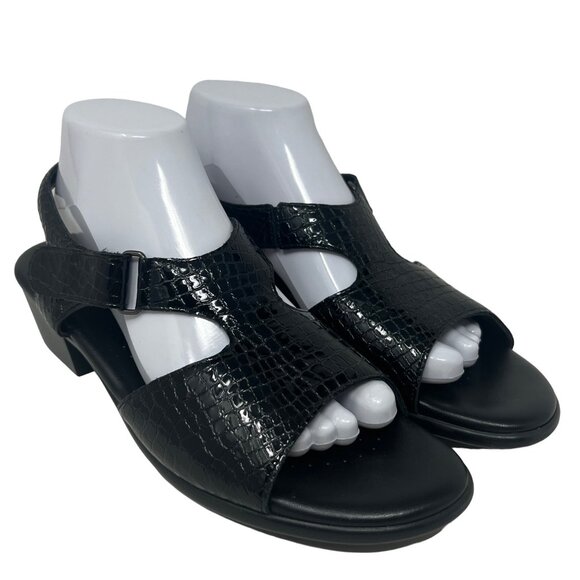 SAS Tripad Comfort Suntimer‎ Black Croc Leather Open-Toe Sandals 9.5 S (AAA) - Picture 1 of 9